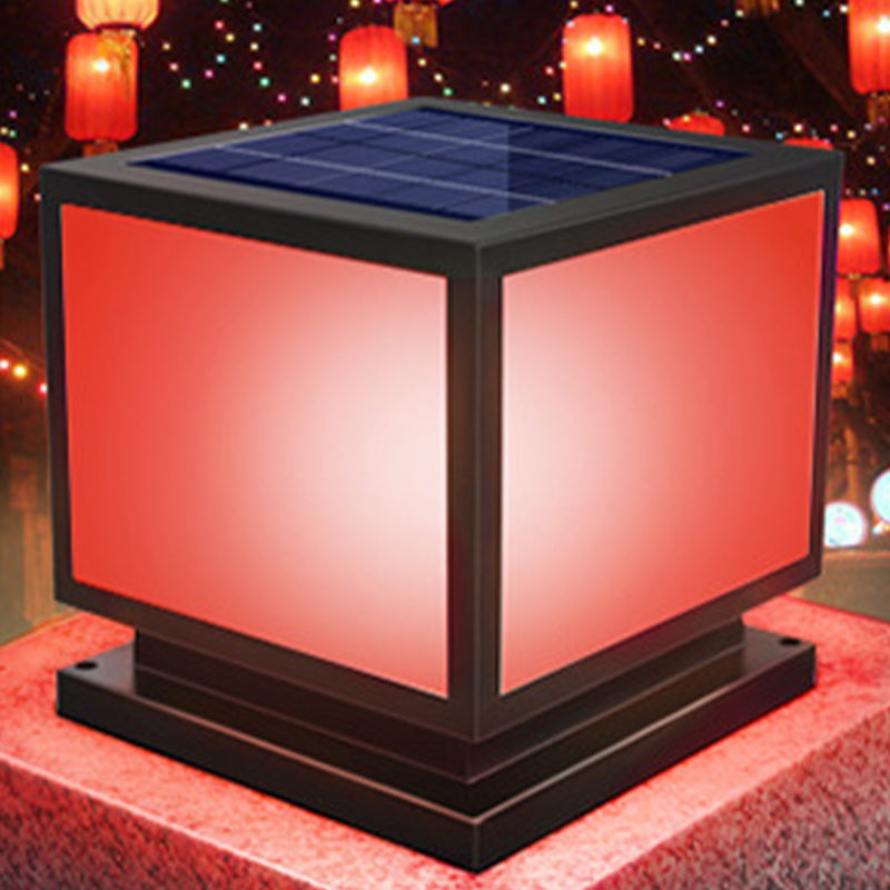 Square Pillar Lamp Solar Energy Outdoor Light with Stainless Steel for Patio