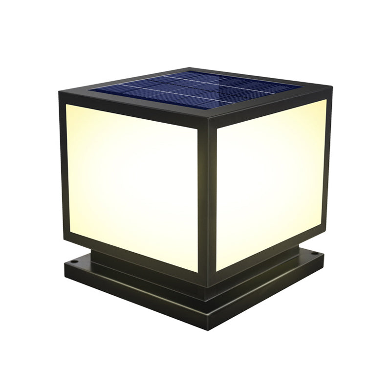 Square Pillar Lamp Solar Energy Outdoor Light with Stainless Steel for Patio