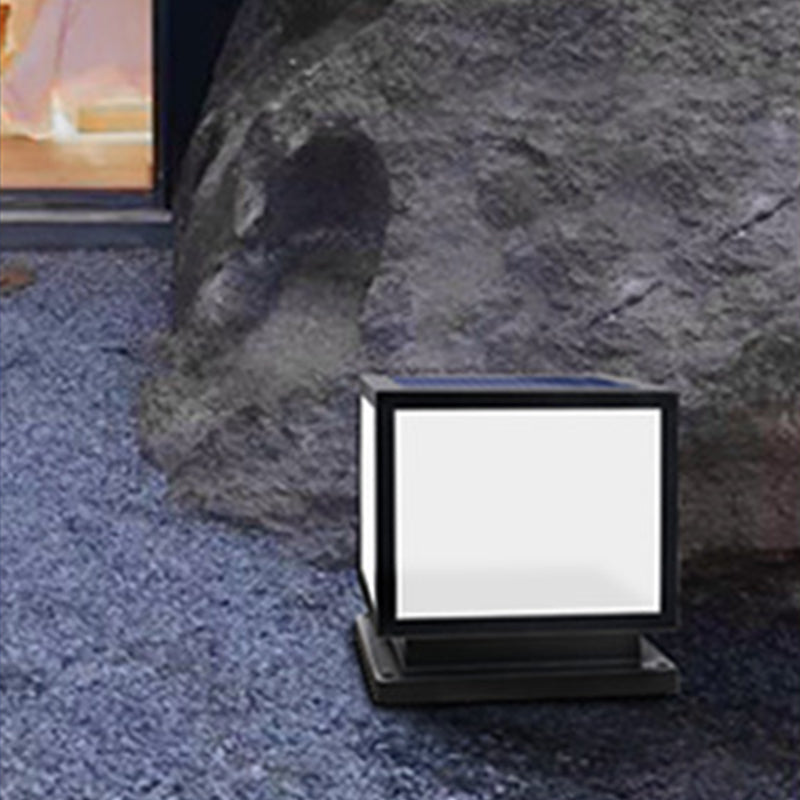 Square Pillar Lamp Solar Energy Outdoor Light with Stainless Steel for Patio