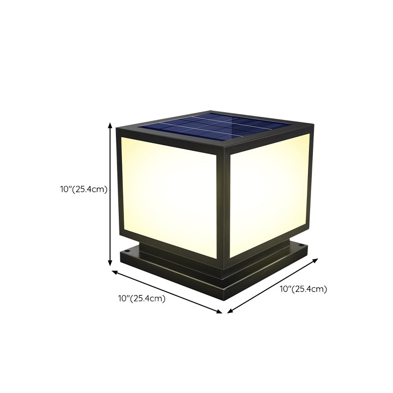 Square Pillar Lamp Solar Energy Outdoor Light with Stainless Steel for Patio
