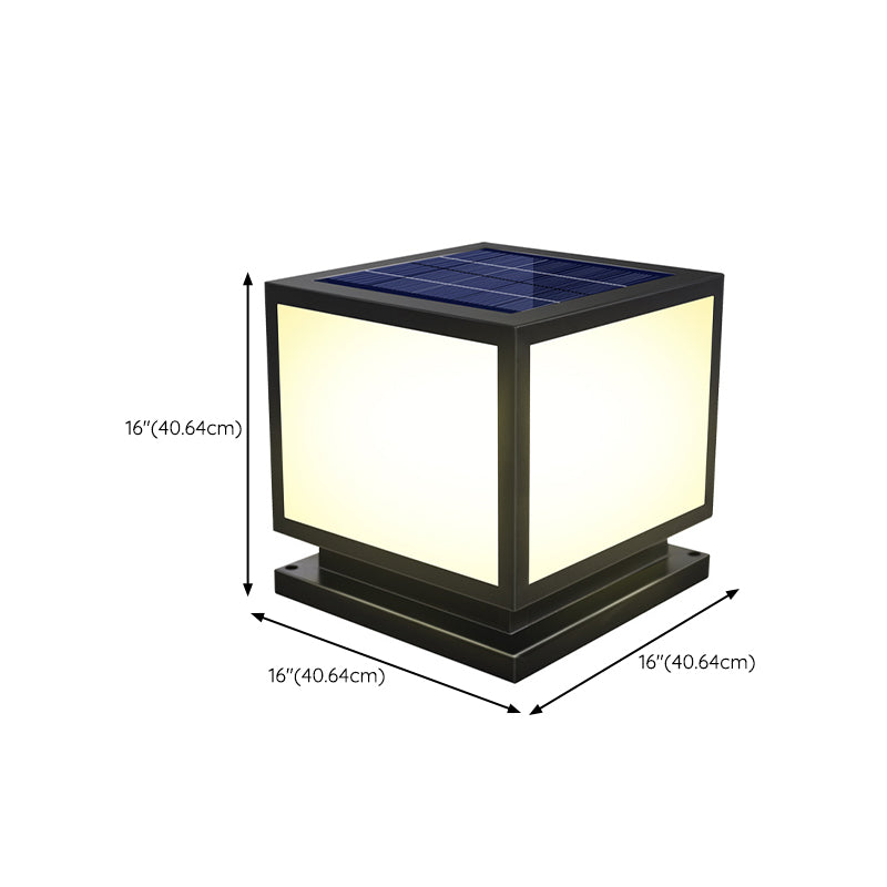Square Pillar Lamp Solar Energy Outdoor Light with Stainless Steel for Patio
