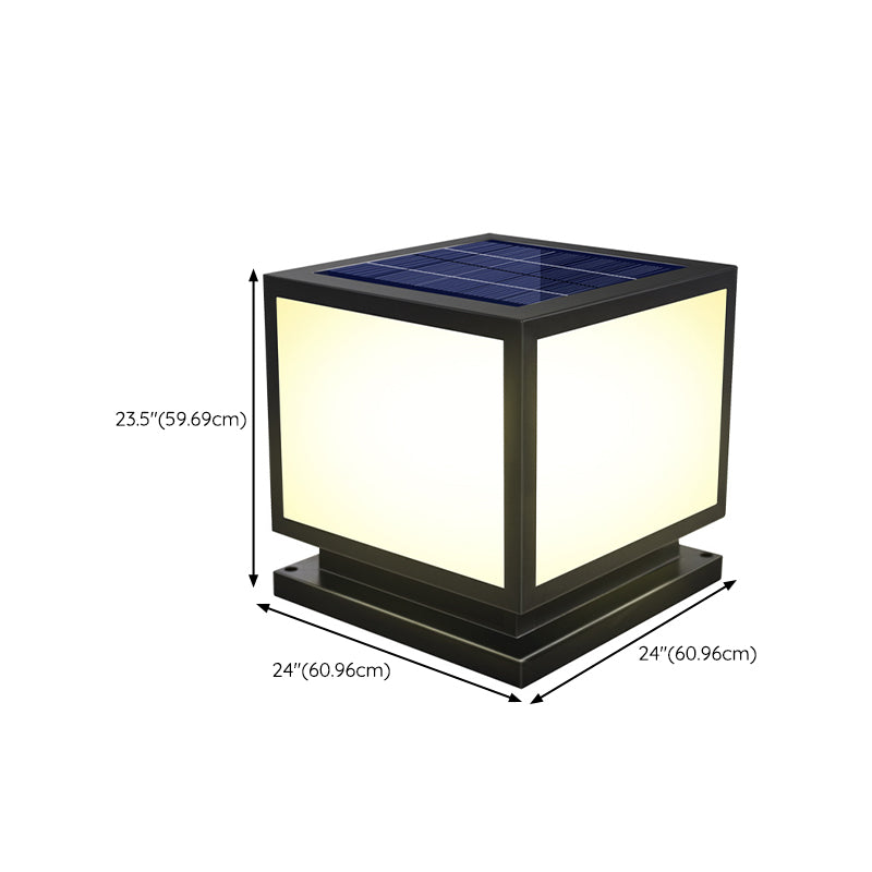 Square Pillar Lamp Solar Energy Outdoor Light with Stainless Steel for Patio