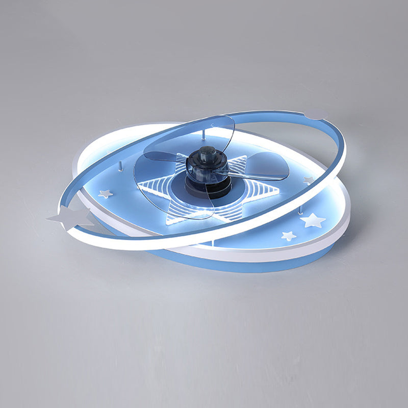 3-Blade Children LED Ceiling Fan Blue/pink Fan with Light for Foyer