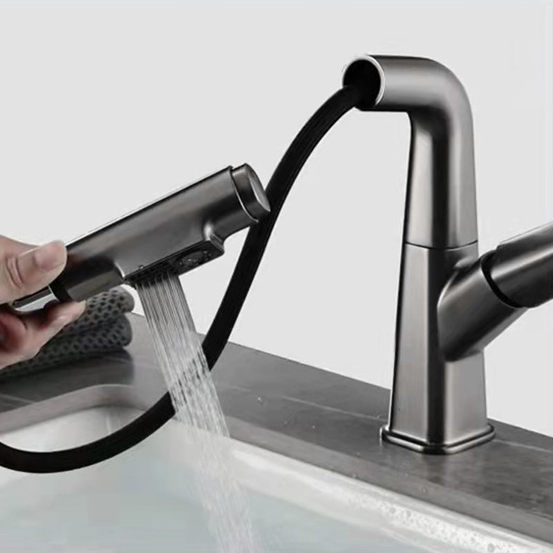 Modern Vessel Sink Faucet Solid Color Metal Centerset Faucet for Bathroom