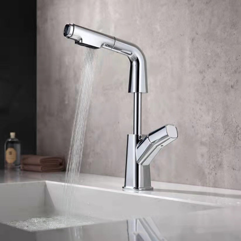 Modern Vessel Sink Faucet Solid Color Metal Centerset Faucet for Bathroom
