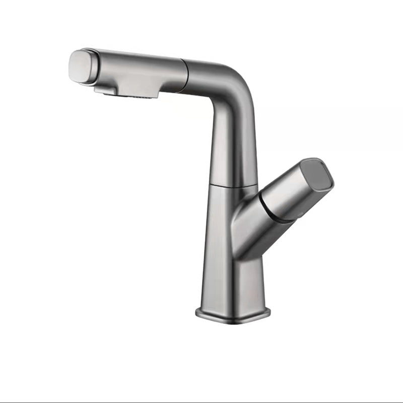 Modern Vessel Sink Faucet Solid Color Metal Centerset Faucet for Bathroom