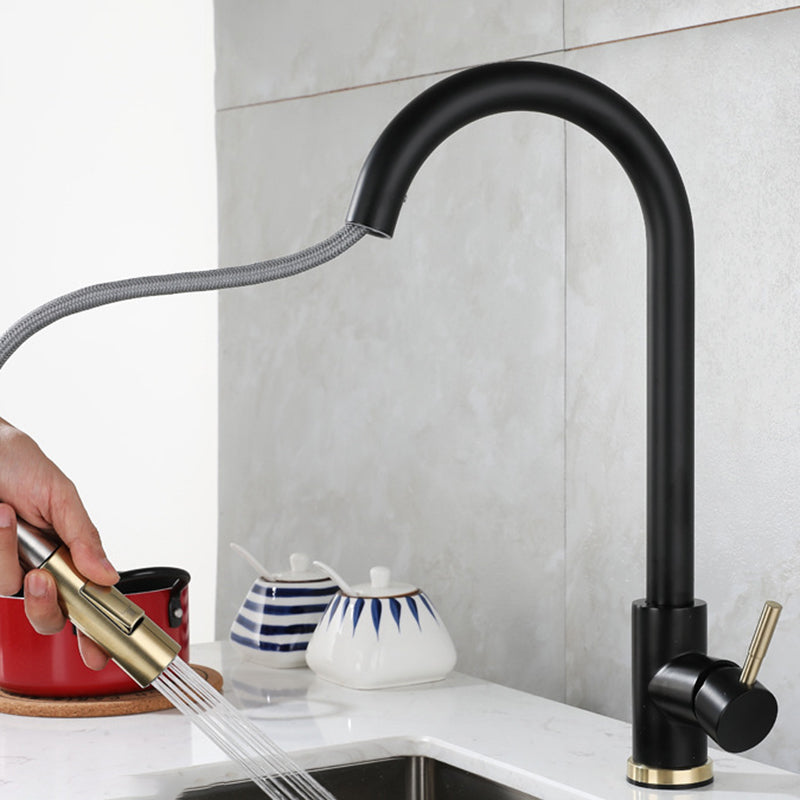 Modern Bathroom Vessel Faucet Brass Lever Handles Swivel Spout High-Arc Sink Faucet