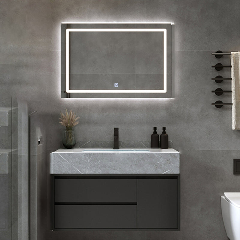 Gorgeous Bathroom Vanity Set Mirror Gray Tone Open Console with Sink Set
