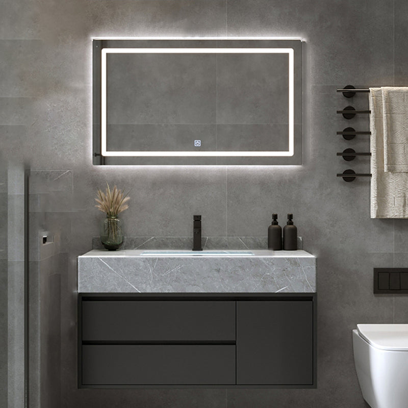 Gorgeous Bathroom Vanity Set Mirror Gray Tone Open Console with Sink Set