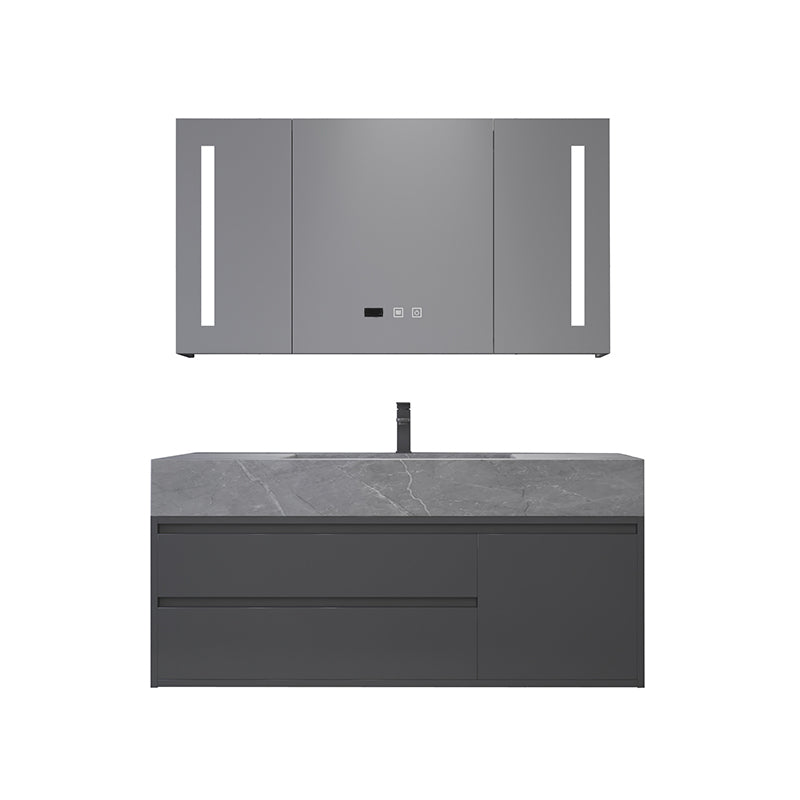 Gorgeous Bathroom Vanity Set Mirror Gray Tone Open Console with Sink Set