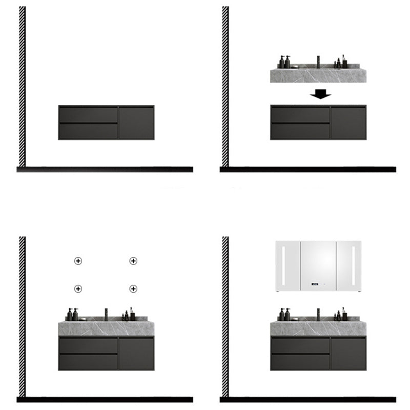 Gorgeous Bathroom Vanity Set Mirror Gray Tone Open Console with Sink Set