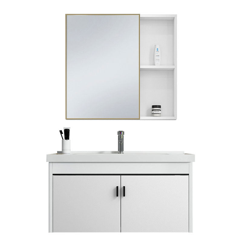 Contemporary Sink Vanity Solid Color Mirror Cabinet Space Saver Vanity for Bathroom