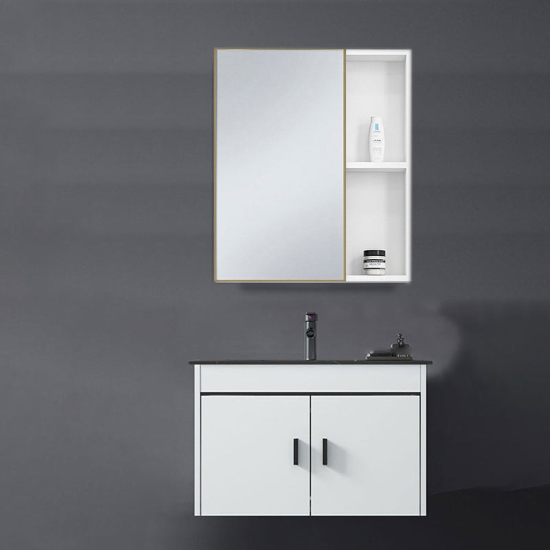 Contemporary Sink Vanity Solid Color Mirror Cabinet Space Saver Vanity for Bathroom