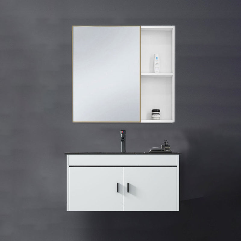 Contemporary Sink Vanity Solid Color Mirror Cabinet Space Saver Vanity for Bathroom