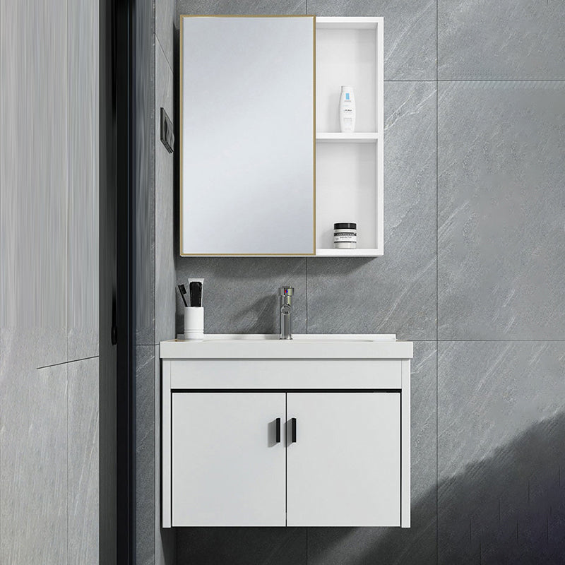 Contemporary Sink Vanity Solid Color Mirror Cabinet Space Saver Vanity for Bathroom