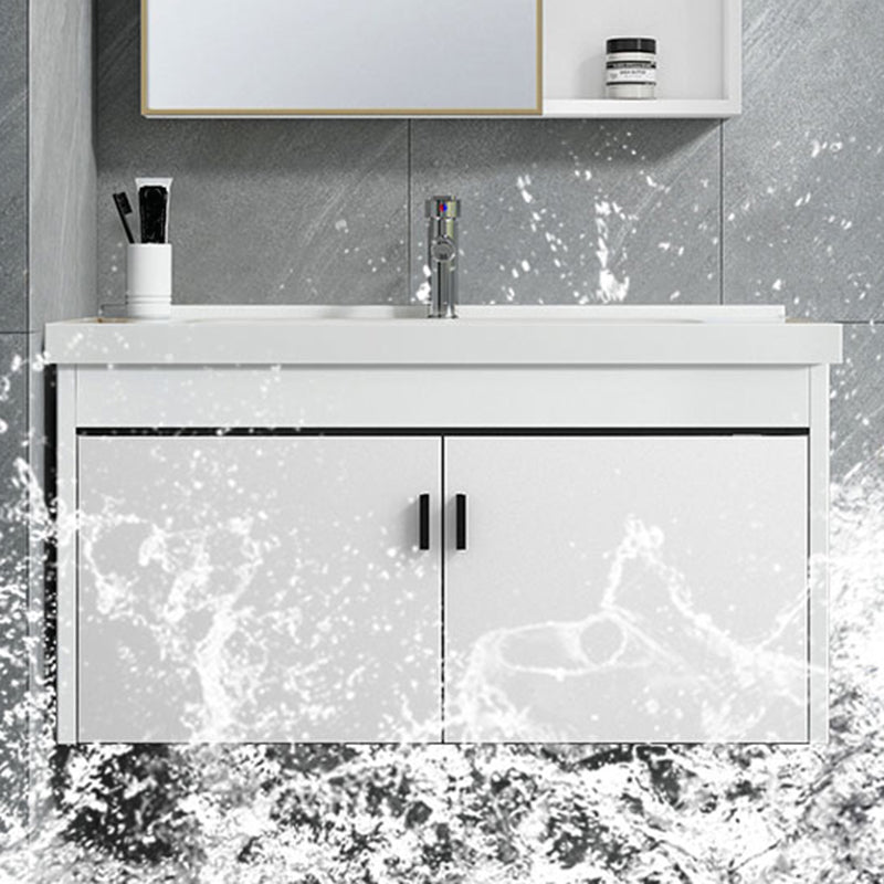 Contemporary Sink Vanity Solid Color Mirror Cabinet Space Saver Vanity for Bathroom