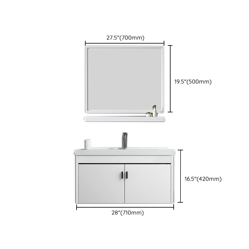 Contemporary Sink Vanity Solid Color Mirror Cabinet Space Saver Vanity for Bathroom