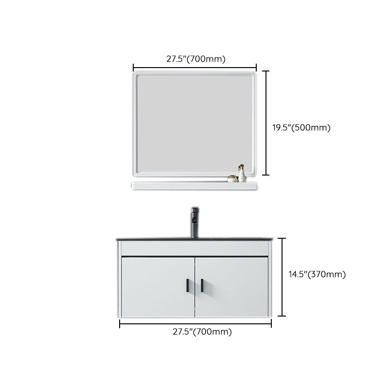 Contemporary Sink Vanity Solid Color Mirror Cabinet Space Saver Vanity for Bathroom