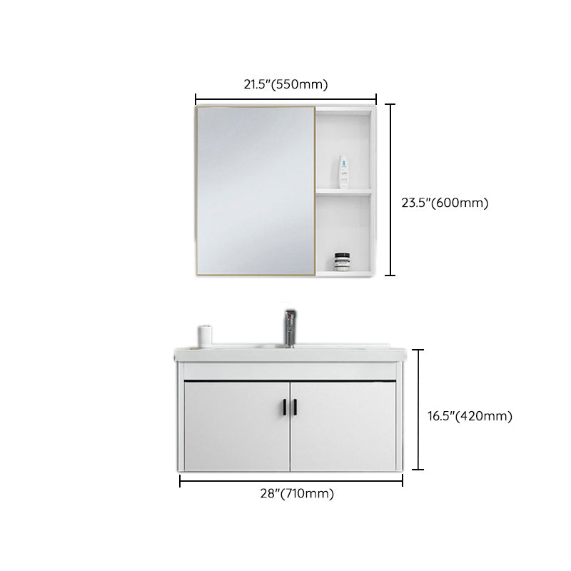 Contemporary Sink Vanity Solid Color Mirror Cabinet Space Saver Vanity for Bathroom