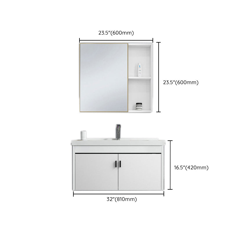 Contemporary Sink Vanity Solid Color Mirror Cabinet Space Saver Vanity for Bathroom