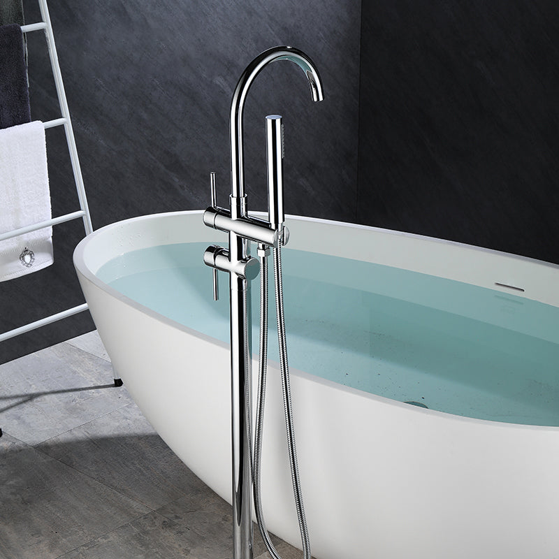 Floor Mounted Freestanding Bathtub Faucet Modern Style Metal Freestanding Faucet