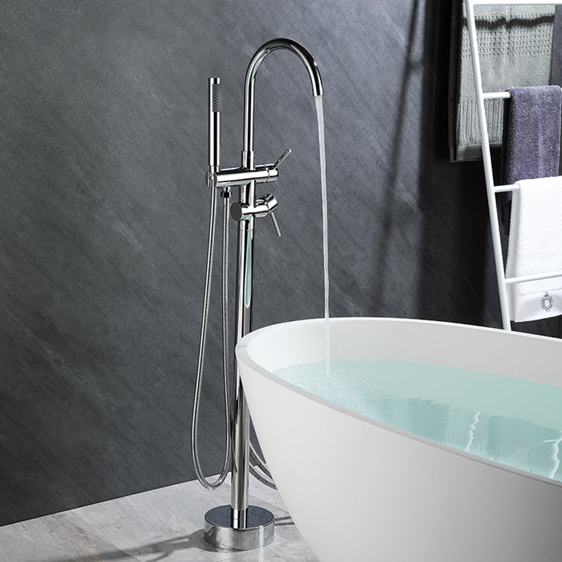 Floor Mounted Freestanding Bathtub Faucet Modern Style Metal Freestanding Faucet