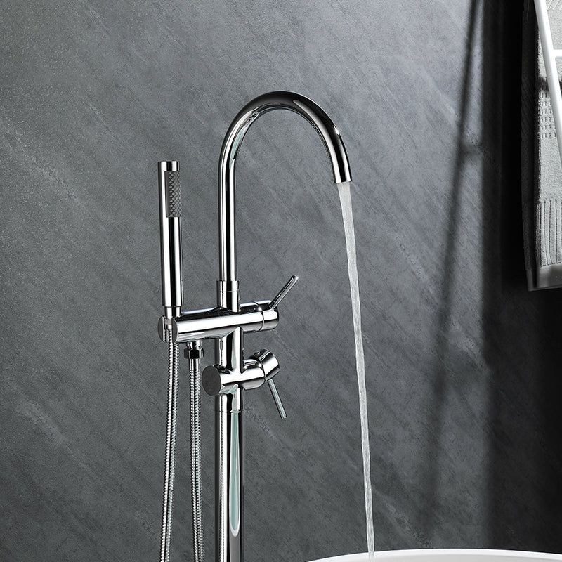 Floor Mounted Freestanding Bathtub Faucet Modern Style Metal Freestanding Faucet