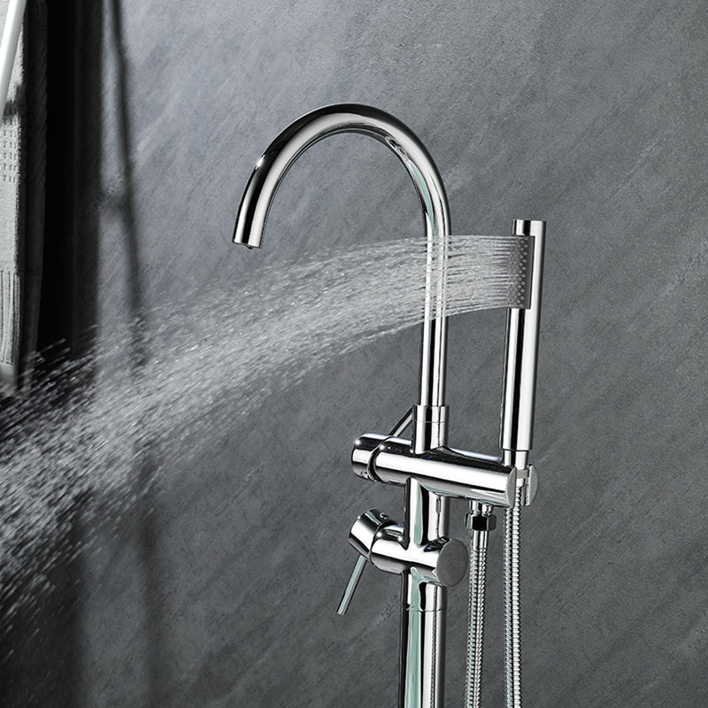 Floor Mounted Freestanding Bathtub Faucet Modern Style Metal Freestanding Faucet