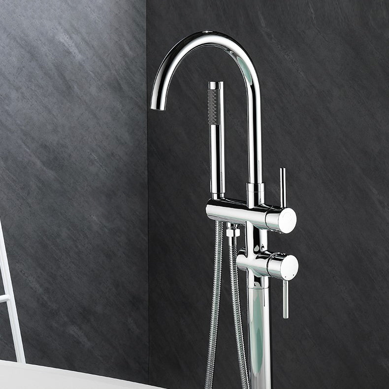 Floor Mounted Freestanding Bathtub Faucet Modern Style Metal Freestanding Faucet