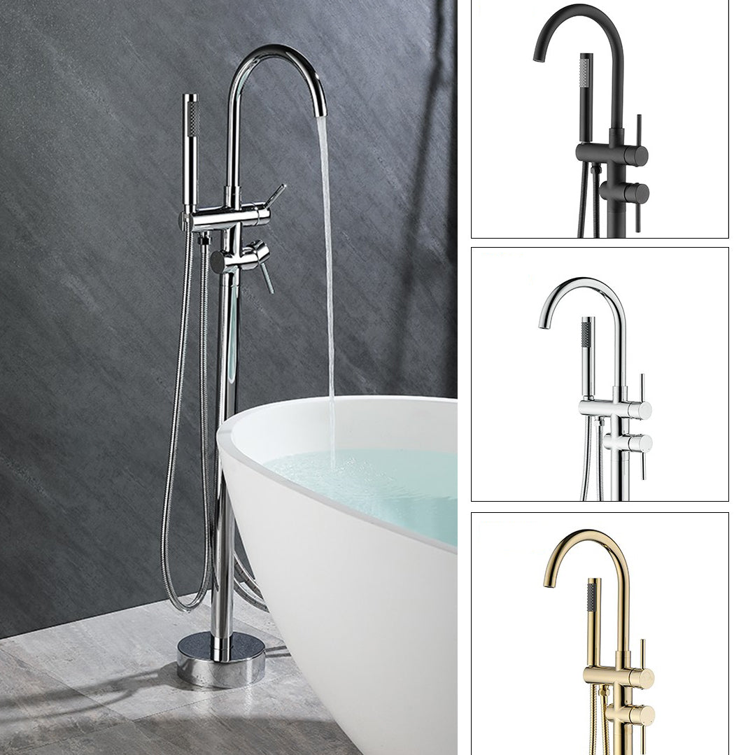 Floor Mounted Freestanding Bathtub Faucet Modern Style Metal Freestanding Faucet