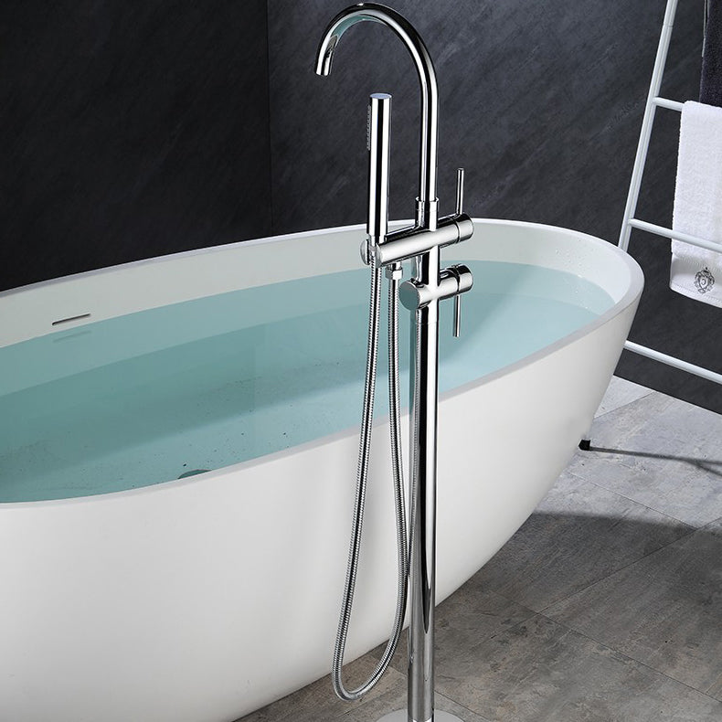 Floor Mounted Freestanding Bathtub Faucet Modern Style Metal Freestanding Faucet