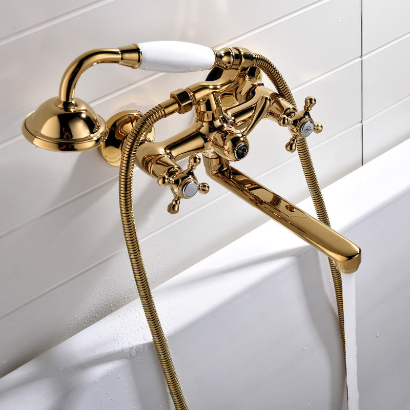 Wall Mounted Bathroom Faucet Metal Swivel Bathroom Faucet with Hand Shower