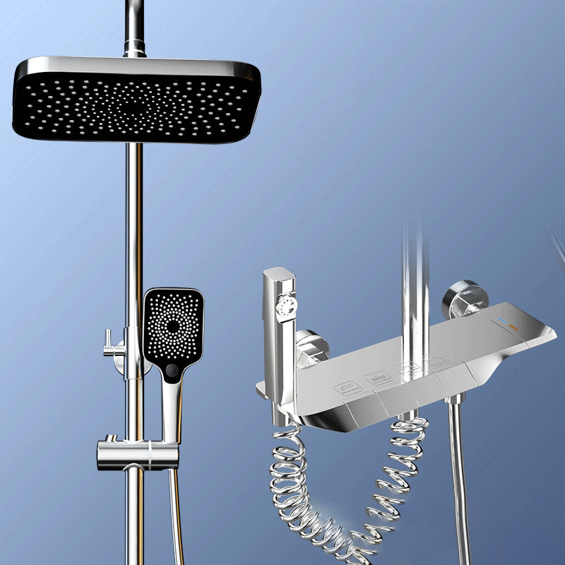 Contemporary Shower System Slide Bar Dual Shower Head Wall Mounted Shower Set