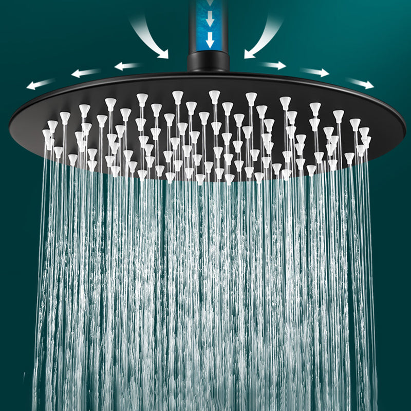 Black Round Fixed Shower Head Modern Style Wall-Mount Showerhead