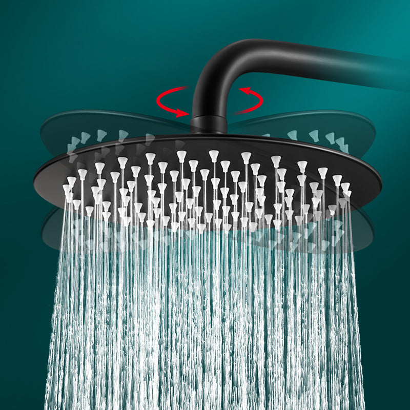 Black Round Fixed Shower Head Modern Style Wall-Mount Showerhead