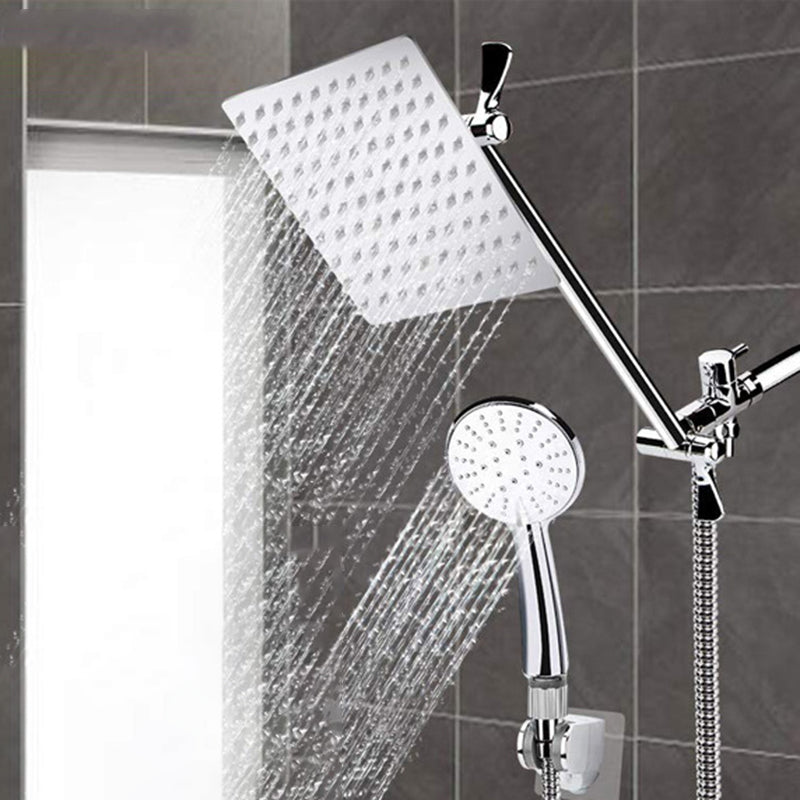 Modern Style Dual Shower Head 9-Spray Silver Wall-Mount Showerhead