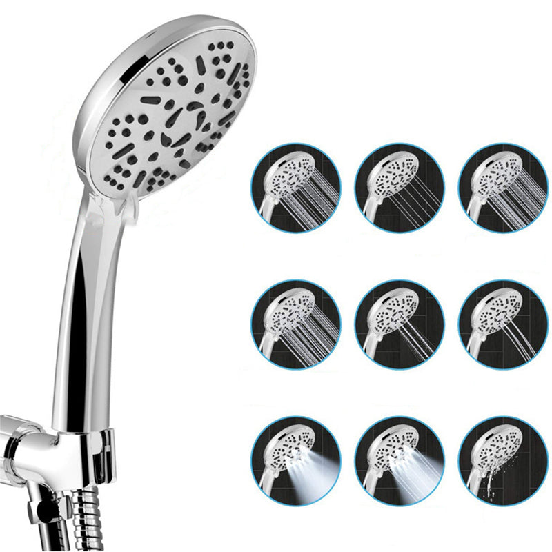 Modern Style Dual Shower Head 9-Spray Silver Wall-Mount Showerhead