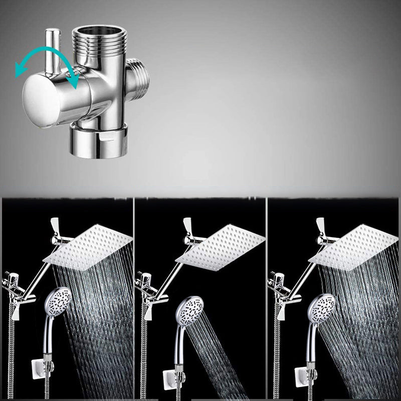 Modern Style Dual Shower Head 9-Spray Silver Wall-Mount Showerhead