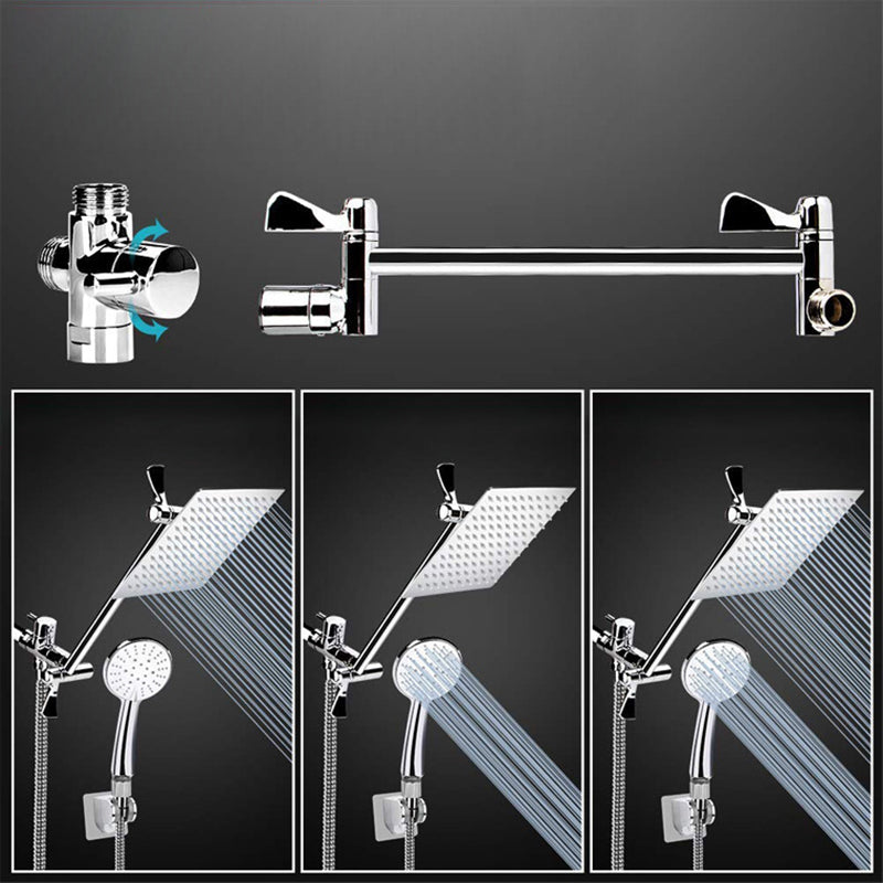 Modern Style Dual Shower Head 9-Spray Silver Wall-Mount Showerhead