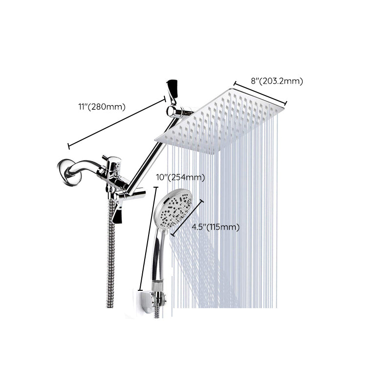 Modern Style Dual Shower Head 9-Spray Silver Wall-Mount Showerhead