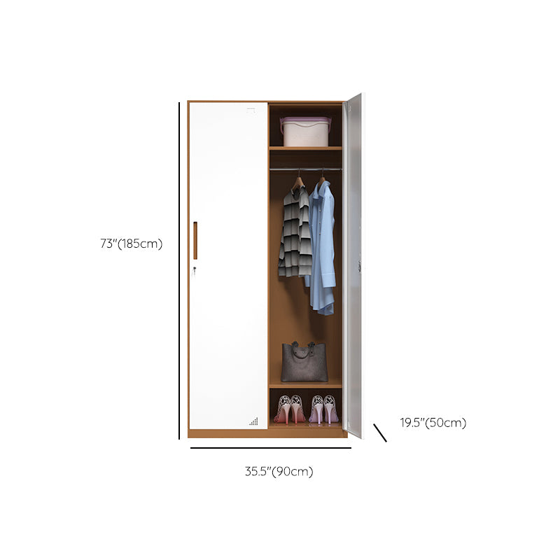 Hinged Wardrobe Armoire with Garment Rod Steel Wardrobe Cabinet