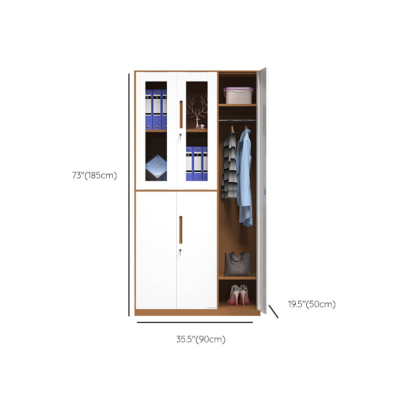 Hinged Wardrobe Armoire with Garment Rod Steel Wardrobe Cabinet