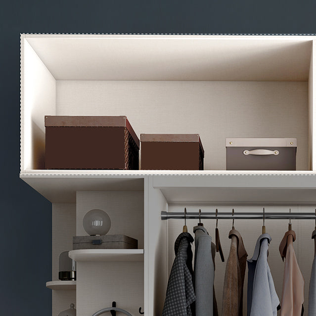 White Colour Wooden Wardrobe Modern Cloth Rod Included Wardrobe Closet