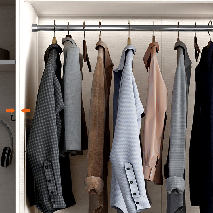 White Colour Wooden Wardrobe Modern Cloth Rod Included Wardrobe Closet