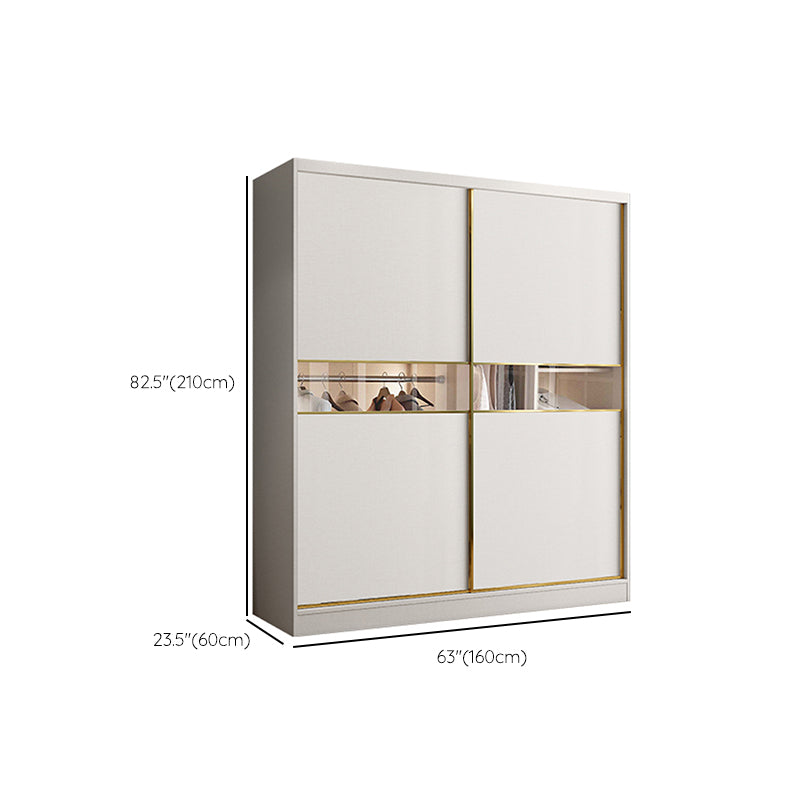 White Colour Wooden Wardrobe Modern Cloth Rod Included Wardrobe Closet
