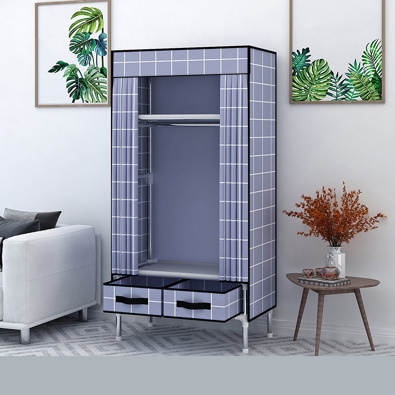 Matte Finish Wardrobe for Home Modern Style Storage Cabinet with Metal Frame