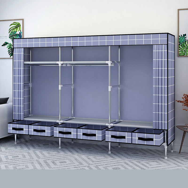 Matte Finish Wardrobe for Home Modern Style Storage Cabinet with Metal Frame