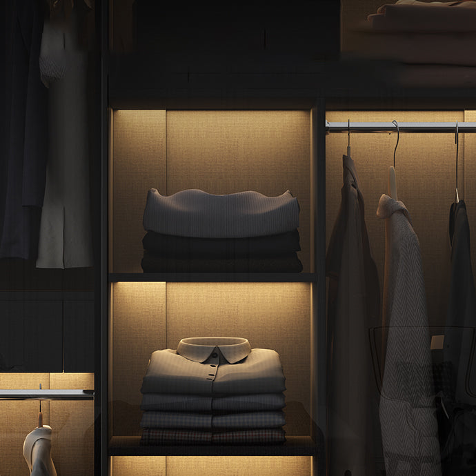 Modern Style Glass Wardrobe Black Colour Wardrobe Closet with Sliding Door