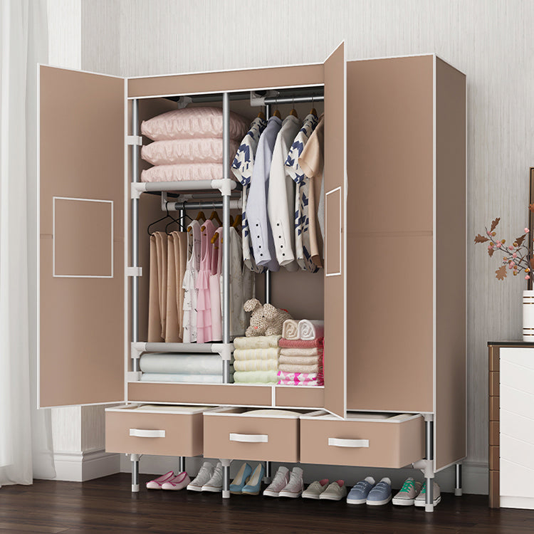 Contemporary Metal Wardrobe for Home Matte Finish Cabinet with Legs
