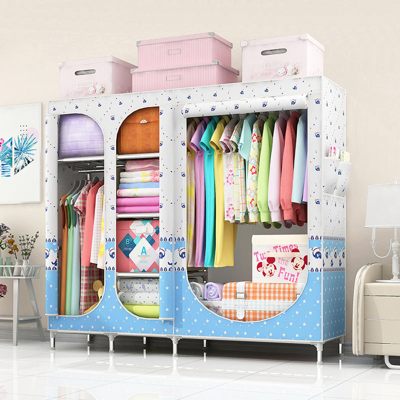 Contemporary Style Metal Wardrobe 3-door Wardrobe Closet for Home